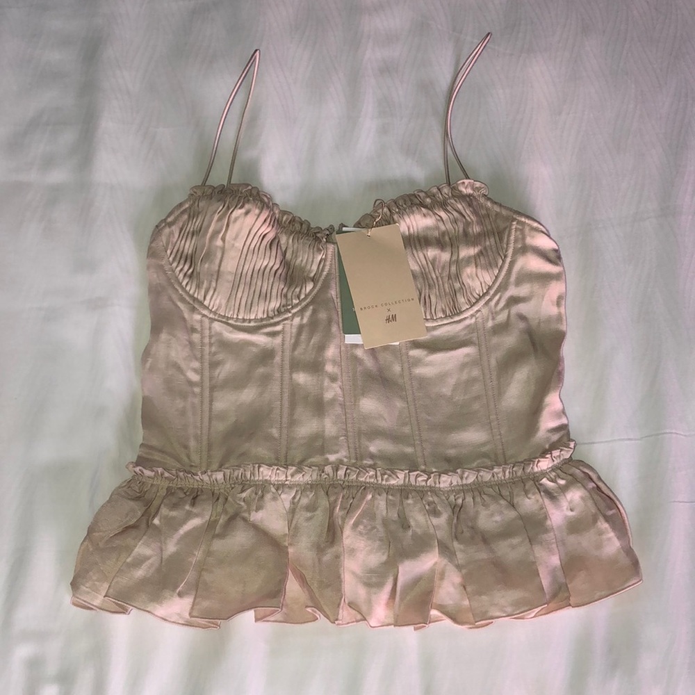Brock Collection linen blend corset top
